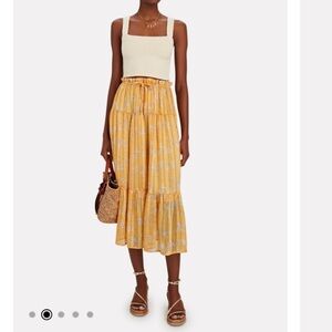 Sabina Musayev Quinn Floral Tiered Midi Skirt